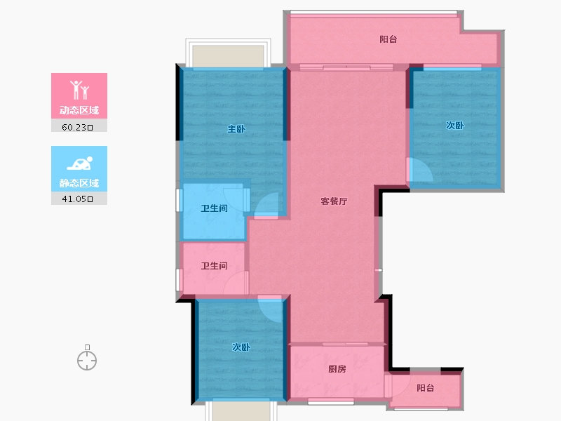 贵州省-毕节市-颐高广场颐高华庭-90.63-户型库-动静分区