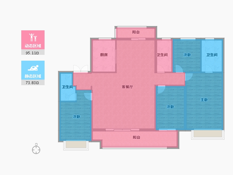 山东省-淄博市-宏程健康活力城-153.64-户型库-动静分区