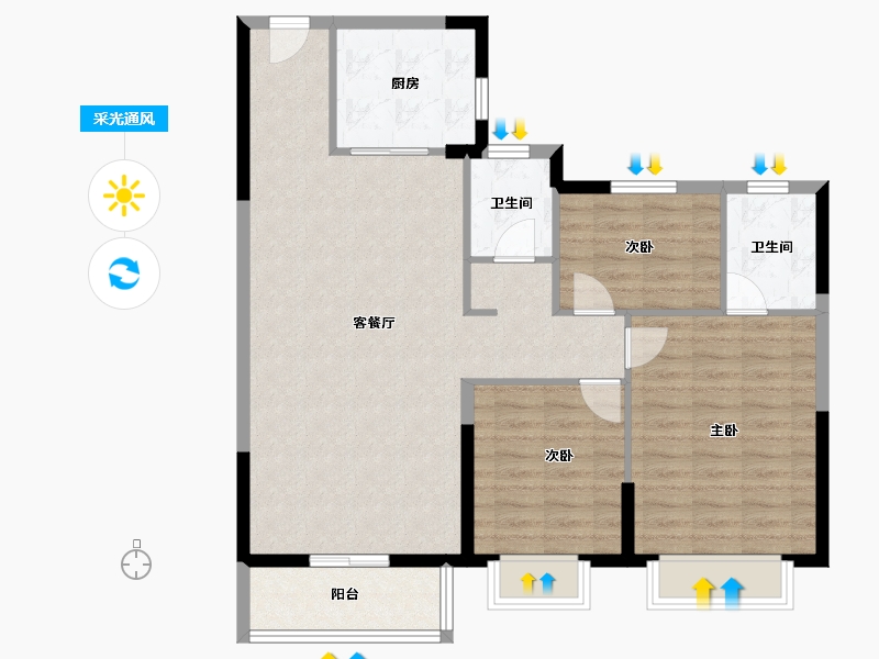 河南省-安阳市-嘉洲秀悦-96.40-户型库-采光通风