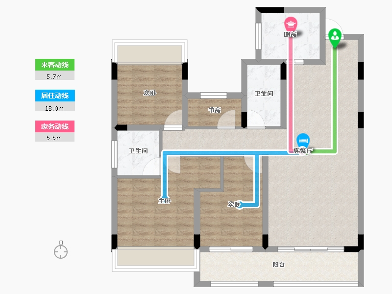 贵州省-毕节市-汉阳幸福里-90.68-户型库-动静线