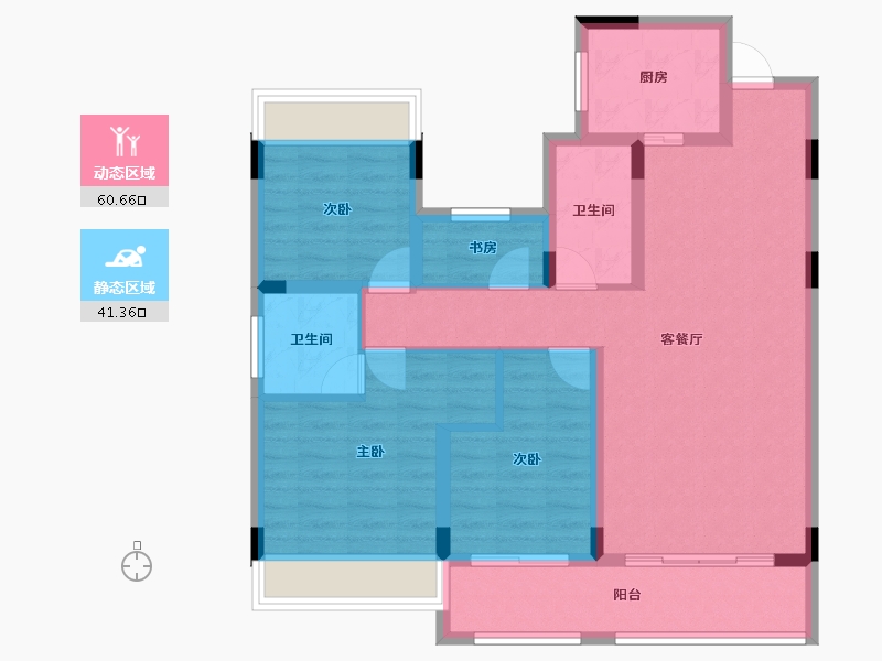 贵州省-毕节市-汉阳幸福里-90.68-户型库-动静分区