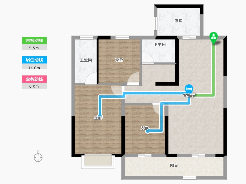 江苏省-淮安市-金科&金地商置·观天下-104.46-户型库-动静线