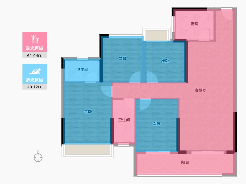 贵州省-毕节市-金富高铁嘉和城-98.95-户型库-动静分区