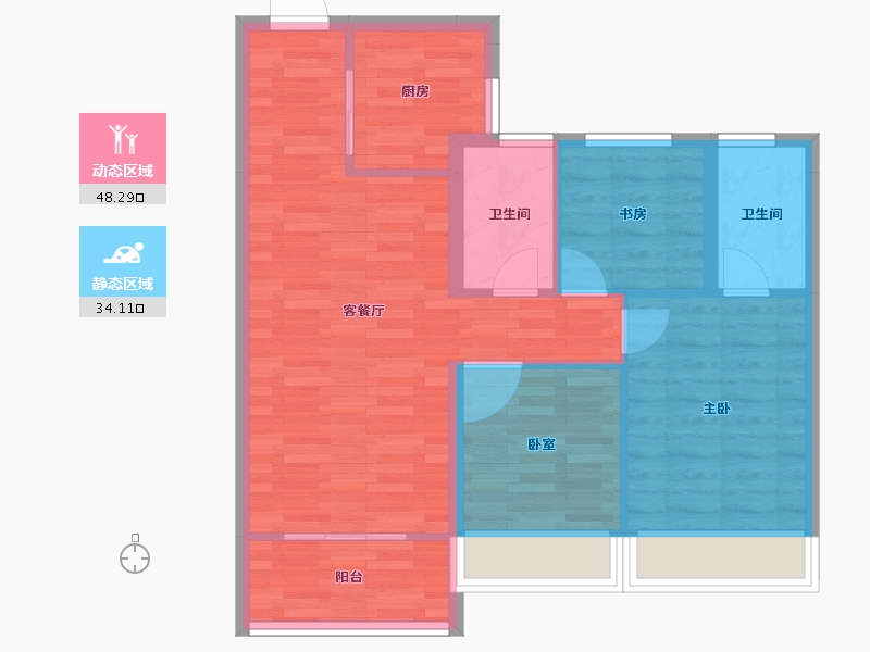 浙江省-湖州市-保利堂悦-73.98-户型库-动静分区