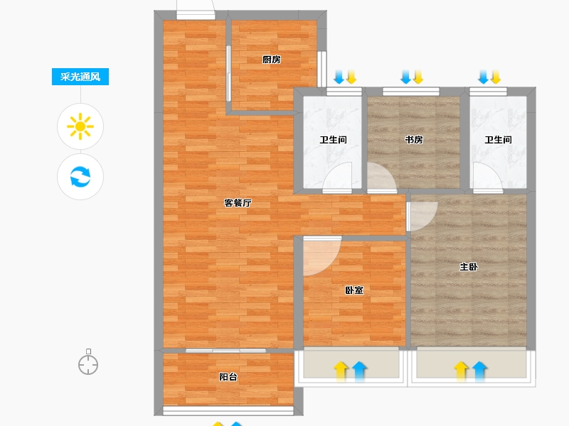 浙江省-湖州市-保利堂悦-73.98-户型库-采光通风