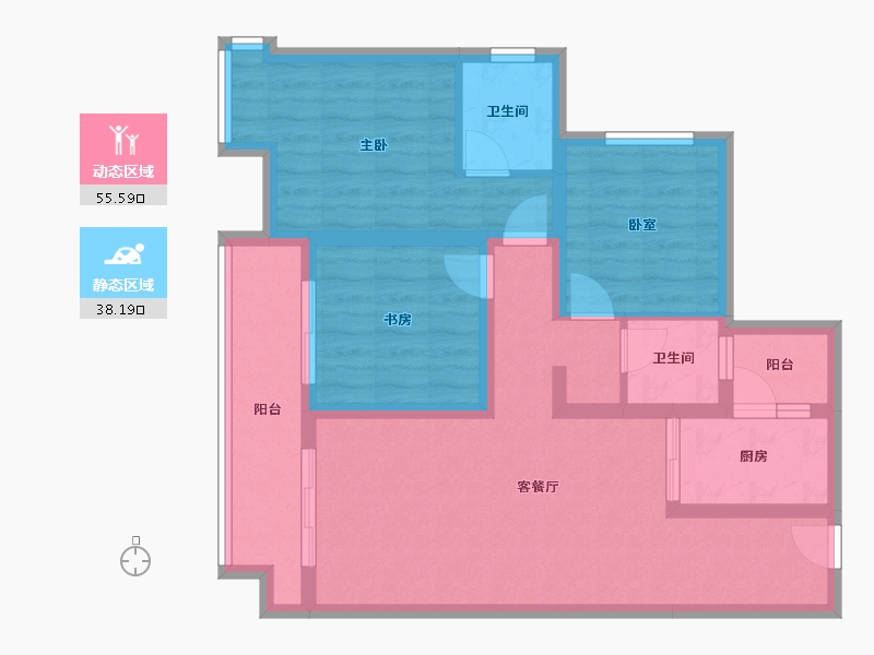 香港特别行政区-东区-攀枝花曲江新鸥鹏教育城-82.33-户型库-动静分区