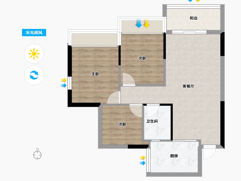 四川省-攀枝花市-鑫洋·天御城-64.47-户型库-采光通风