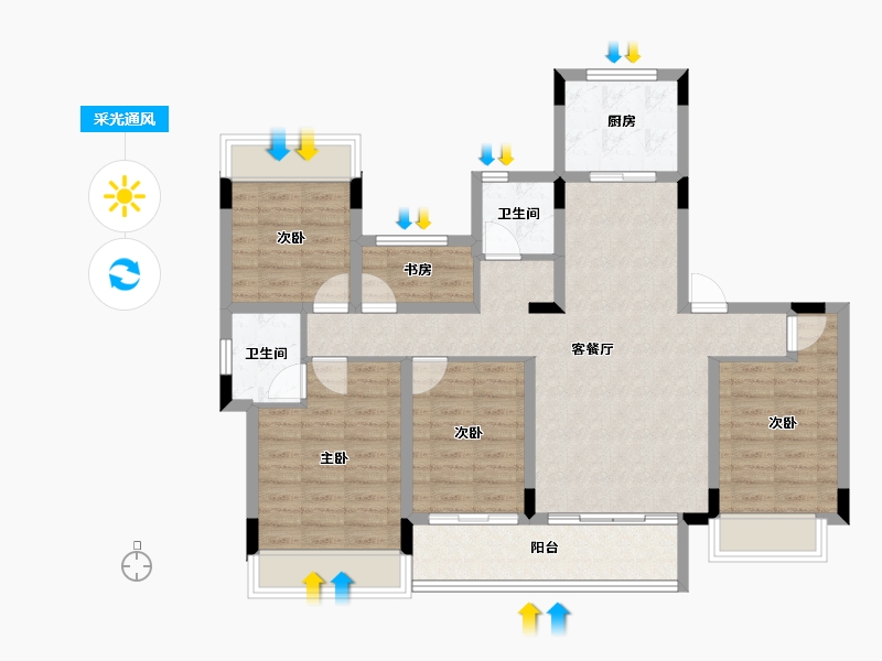 贵州省-毕节市-汉阳幸福里-96.28-户型库-采光通风