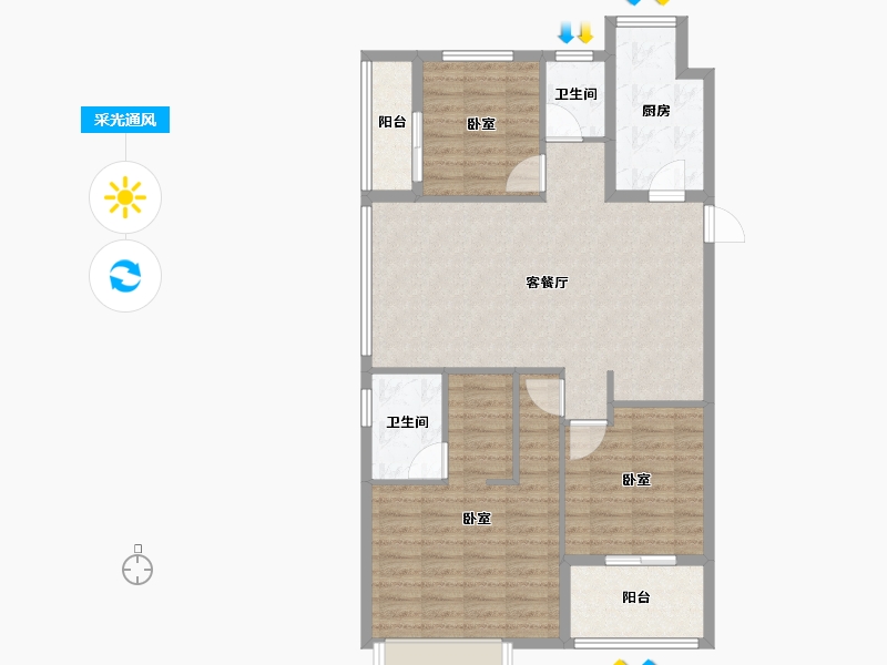 山东省-菏泽市-国璟府-97.00-户型库-采光通风