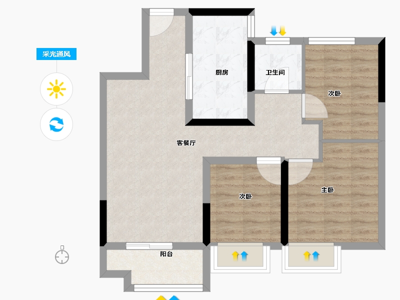 江苏省-南京市-滨江孔雀城-70.00-户型库-采光通风