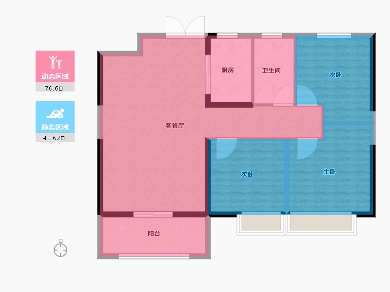 河南省-安阳市-建业凤凰城北岸-102.40-户型库-动静分区