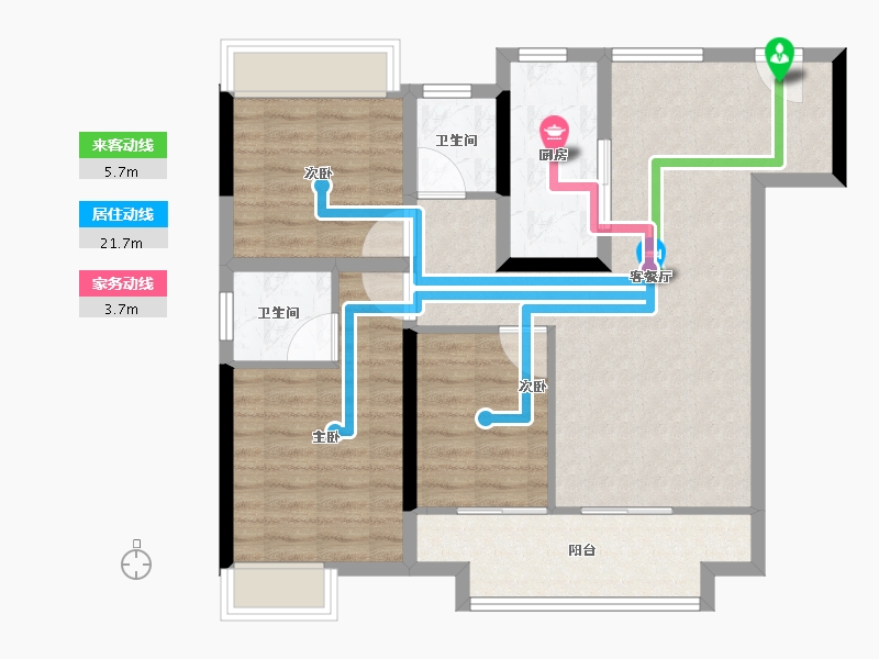 江苏省-南京市-滨江孔雀城-84.00-户型库-动静线