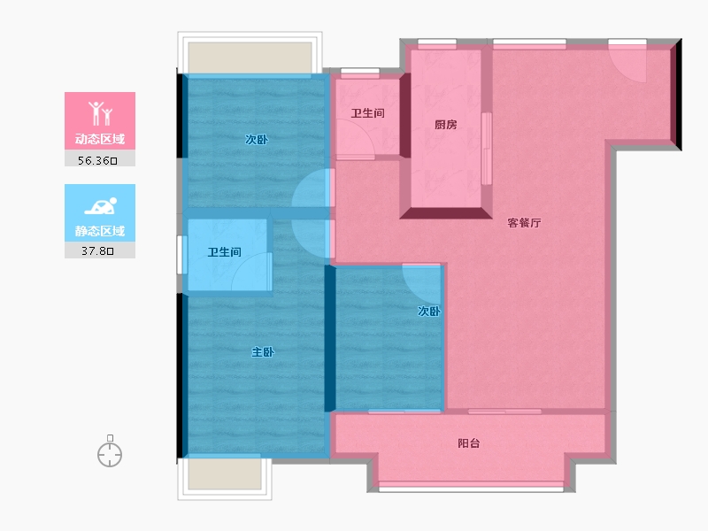 江苏省-南京市-滨江孔雀城-84.00-户型库-动静分区