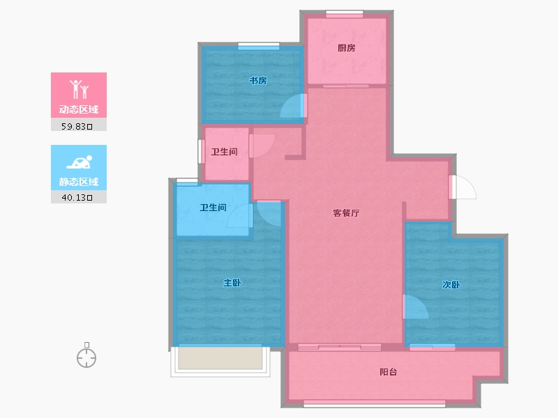 山东省-济宁市-华侨城运河1283-89.97-户型库-动静分区