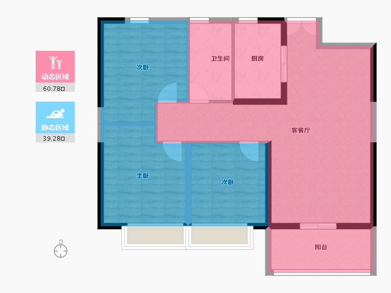 河南省-安阳市-建业凤凰城北岸-90.41-户型库-动静分区