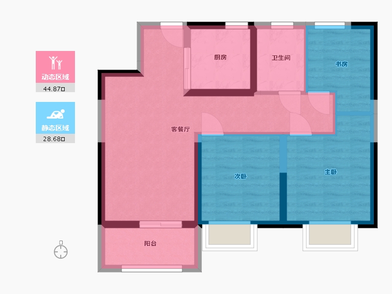 江苏省-无锡市-红豆香江华府-65.00-户型库-动静分区