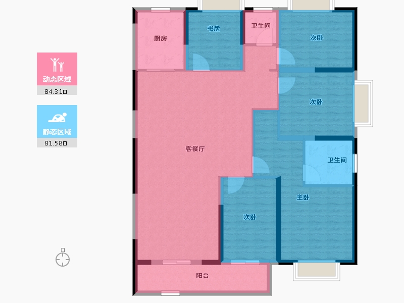 江苏省-淮安市-金科&金地商置·观天下-150.69-户型库-动静分区