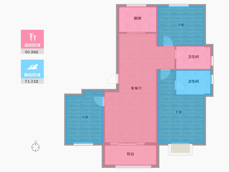 河南省-安阳市-建业凤凰城北岸-101.60-户型库-动静分区