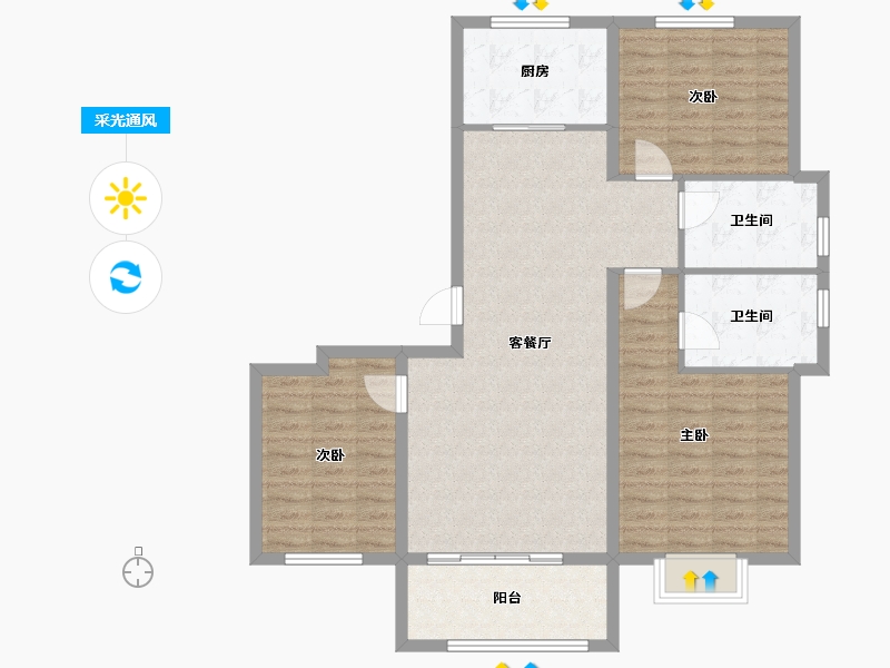 河南省-安阳市-建业凤凰城北岸-101.60-户型库-采光通风