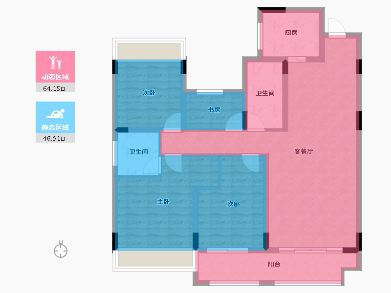 贵州省-毕节市-汉阳幸福里-99.05-户型库-动静分区