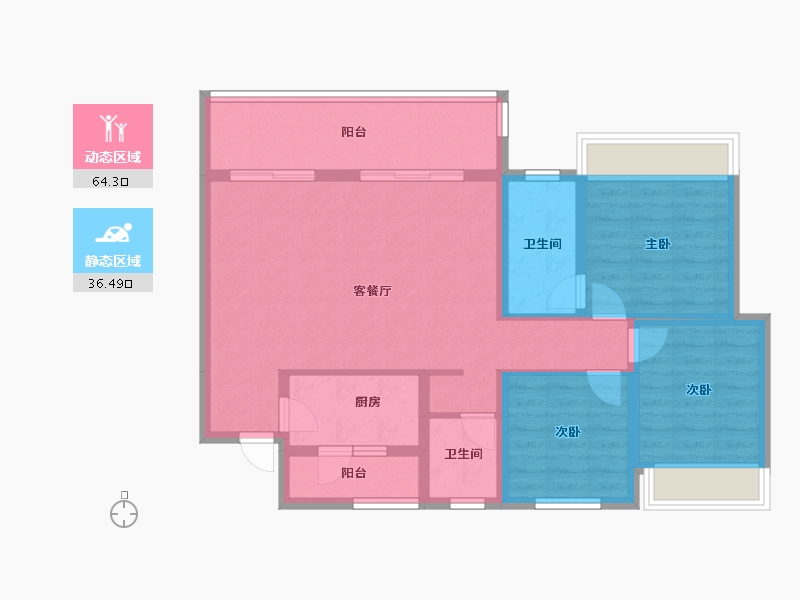 香港特别行政区-东区-攀枝花曲江新鸥鹏教育城-89.72-户型库-动静分区