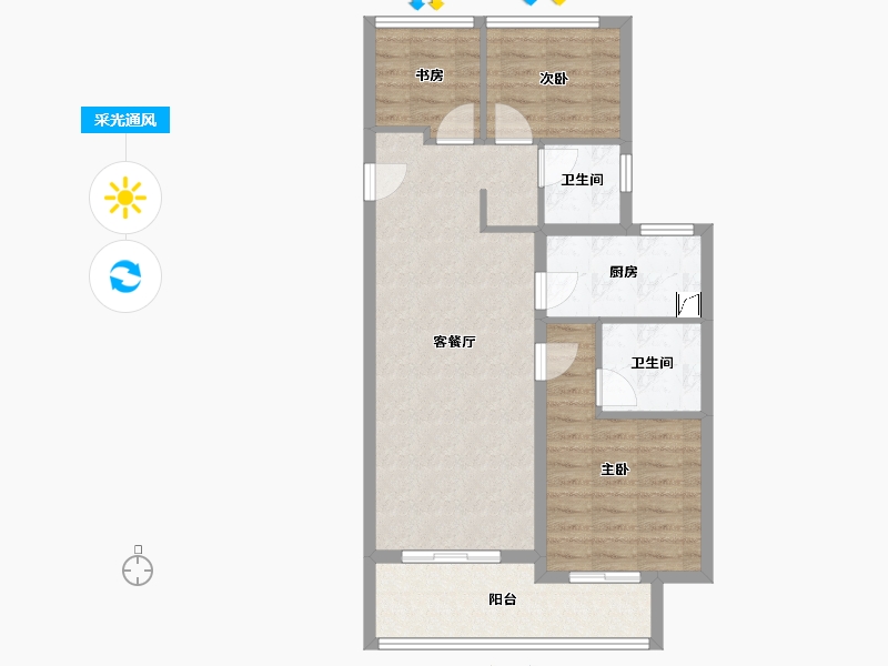 浙江省-嘉兴市-柳岸禾风公寓-78.00-户型库-采光通风