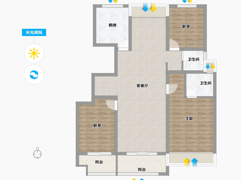 河南省-平顶山市-汝州昌建上院-100.88-户型库-采光通风