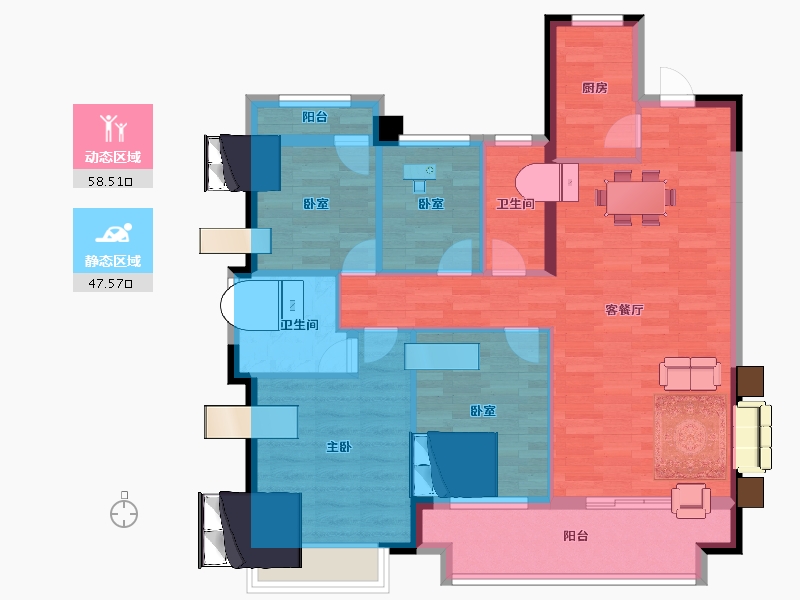 浙江省-湖州市-佳源四季璟园-95.20-户型库-动静分区