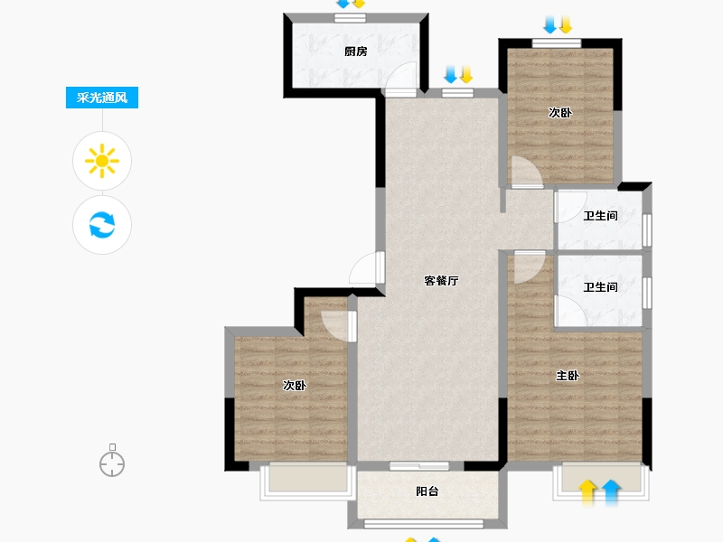 河南省-安阳市-嘉洲秀悦-101.70-户型库-采光通风