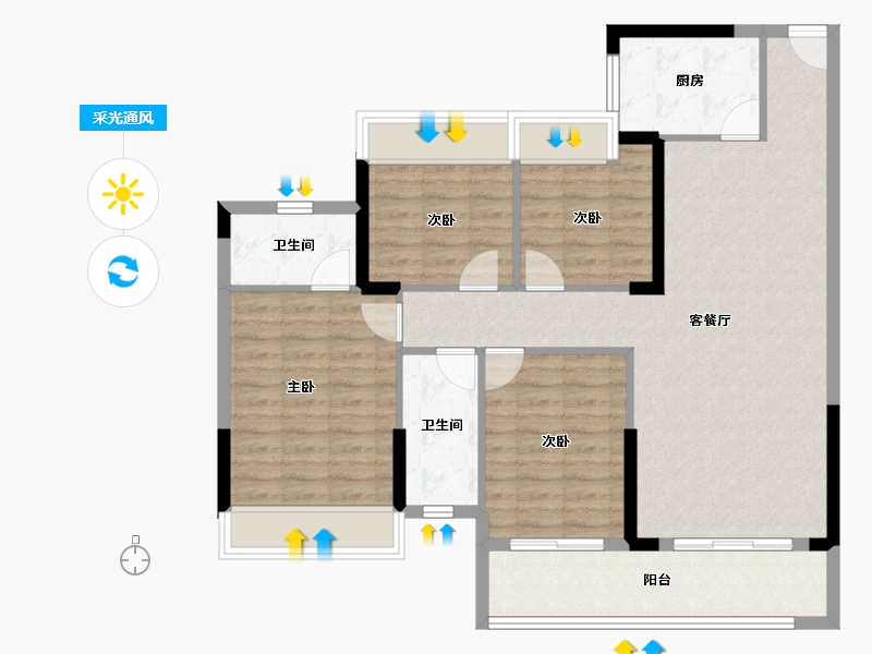 贵州省-毕节市-金富高铁嘉和城-103.08-户型库-采光通风