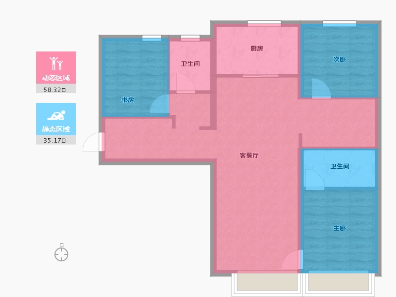 北京-北京市-绿城沁园-94.52-户型库-动静分区