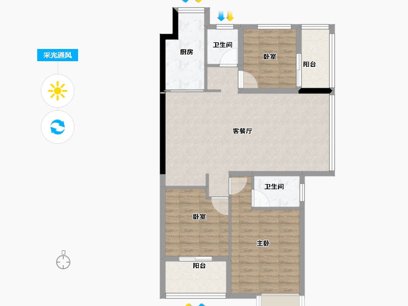 山东省-菏泽市-国璟府-91.00-户型库-采光通风