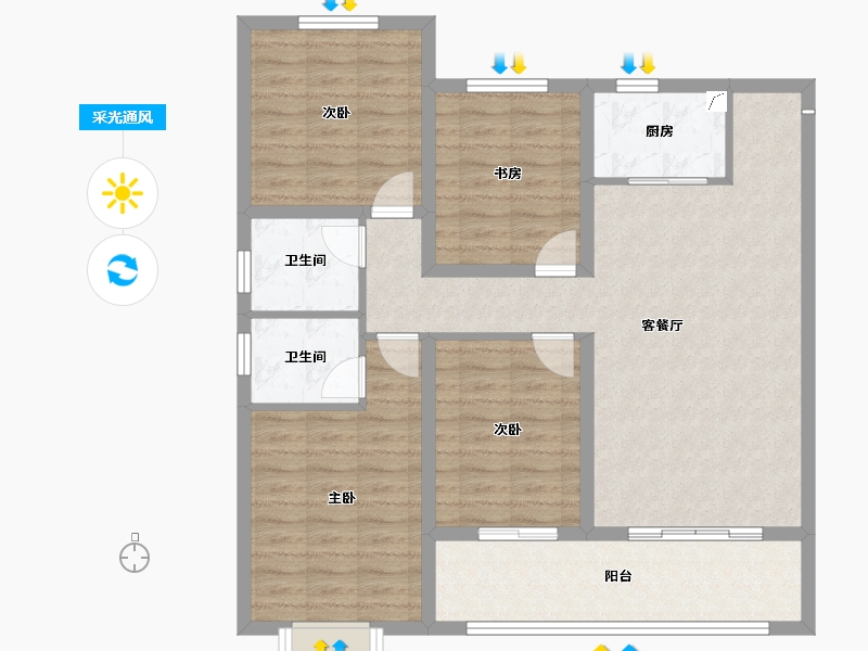 山西省-忻州市-荣盛秀容府-102.37-户型库-采光通风