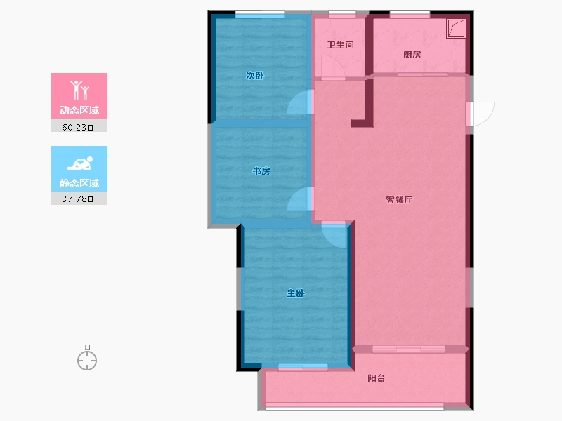 安徽省-蚌埠市-拓基鼎元府邸-87.44-户型库-动静分区