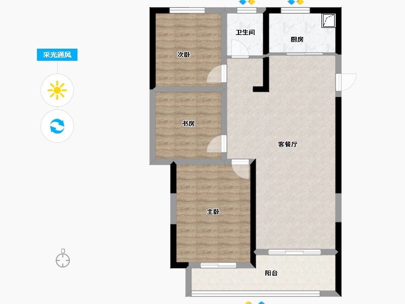 安徽省-蚌埠市-拓基鼎元府邸-87.44-户型库-采光通风