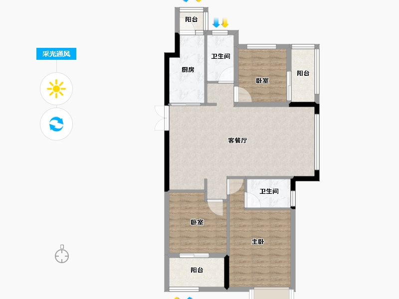 山东省-菏泽市-国璟府-91.00-户型库-采光通风