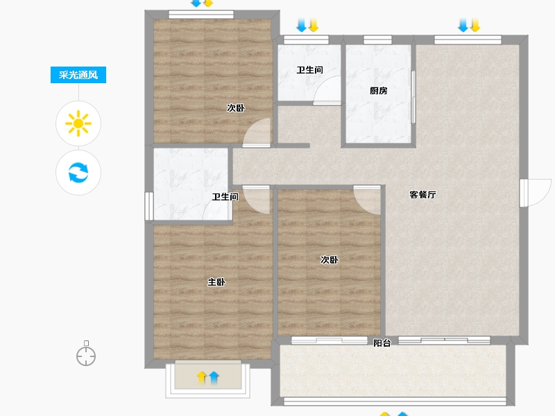 河南省-新乡市-天福九熙府-98.57-户型库-采光通风