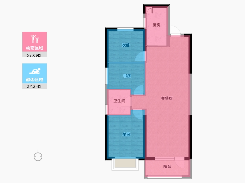 辽宁省-沈阳市-碧桂园大城印象-77.00-户型库-动静分区