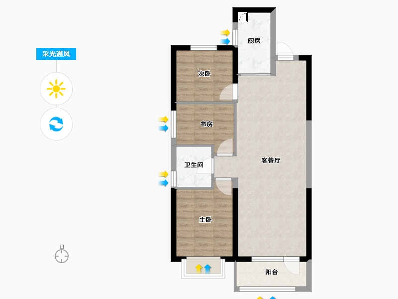 辽宁省-沈阳市-碧桂园大城印象-77.00-户型库-采光通风