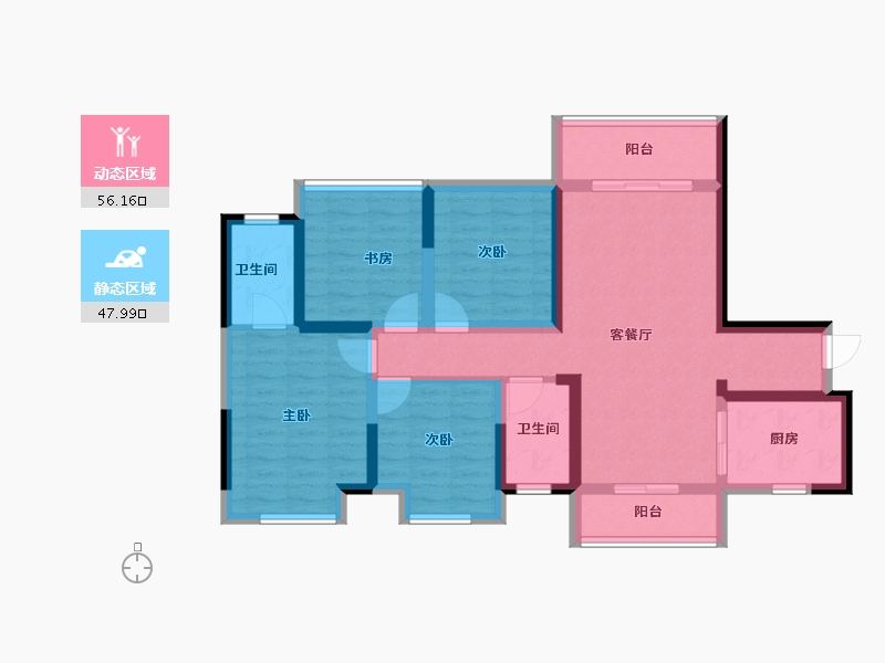 广西壮族自治区-桂林市-桂林彰泰学府-91.36-户型库-动静分区