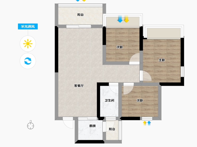 四川省-攀枝花市-鑫洋·天御城-61.95-户型库-采光通风