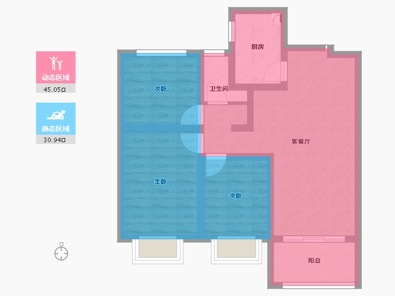 山西省-忻州市-荣盛秀容府-66.65-户型库-动静分区