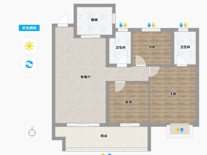 江西省-赣州市-佳兴·南山原著-87.20-户型库-采光通风