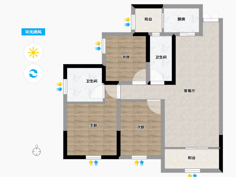 四川省-巴中市-容邦柏润四季城-77.38-户型库-采光通风