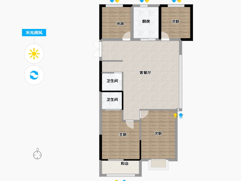 山西省-长治市-锦福苑-114.80-户型库-采光通风