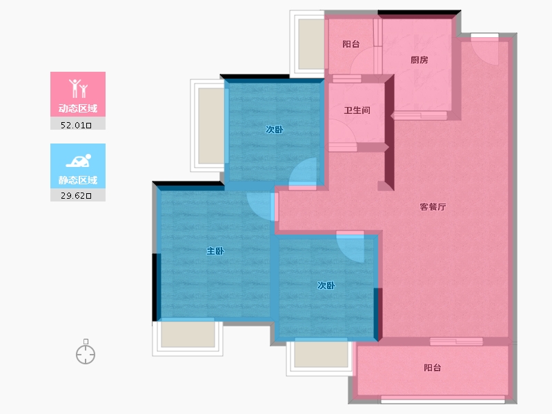 四川省-遂宁市-嘉信虹悦湾-71.14-户型库-动静分区