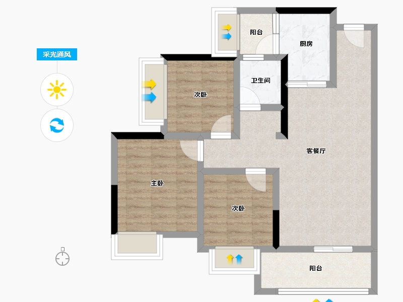 四川省-遂宁市-嘉信虹悦湾-71.14-户型库-采光通风