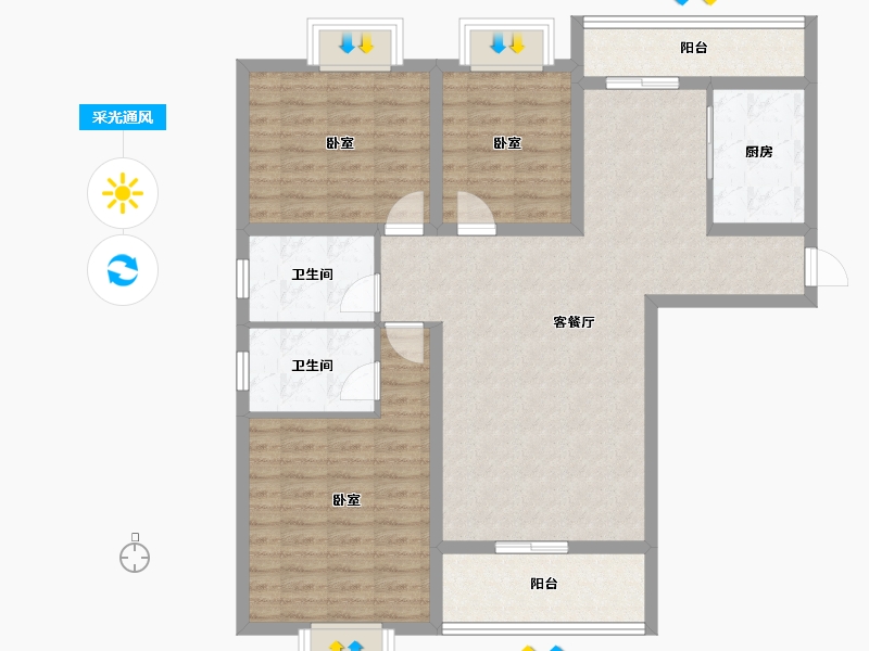 贵州省-遵义市-京尊三进堂-104.00-户型库-采光通风