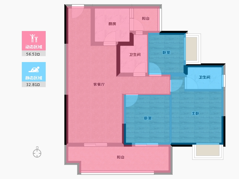 四川省-广安市-帝谷·公园城（悦湖)-78.90-户型库-动静分区