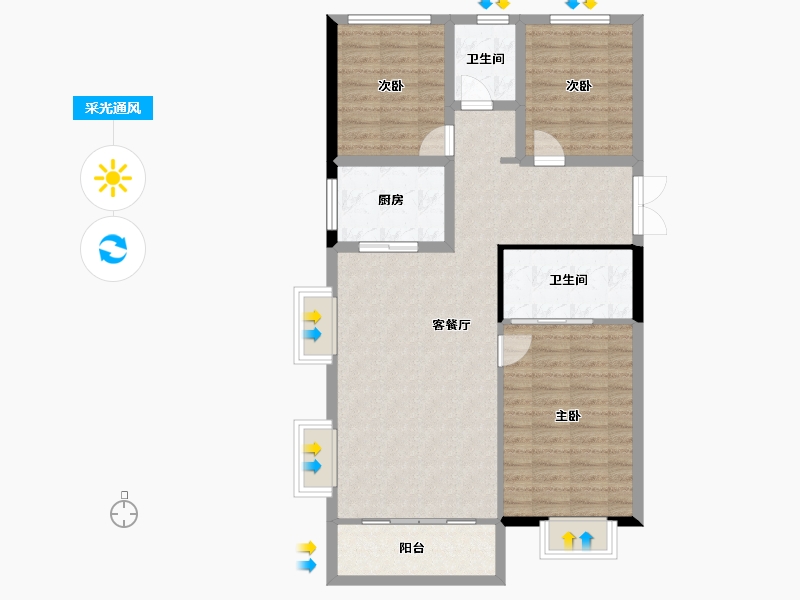 山西省-长治市-锦福苑-96.27-户型库-采光通风